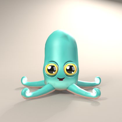 Couch Kraken, a small teal octopus-like critter with big golden eyes